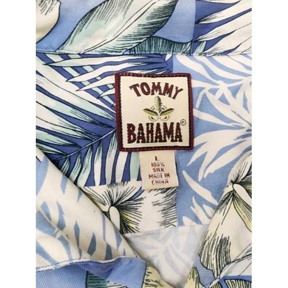 Tommy Bahama Shirt Large Floral Hibiscus Button Up Silk Hawaiian Loop Collar - Picture 5 of 6